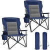 image:imageLETS CAMP Oversized Camping Chairs 2952 High Back Heavy Duty Lawn Chair Support 500LBS Portable Collapsible Chair with Cup Holder Side Pocket2 PackBlackNavy
