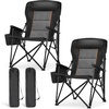 image:imageLETS CAMP Oversized Camping Chairs 2952 High Back Heavy Duty Lawn Chair Support 500LBS Portable Collapsible Chair with Cup Holder Side Pocket2 PackBlackBlack