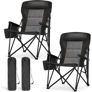 image:imageLETS CAMP Oversized Camping Chairs 2952 High Back Heavy Duty Lawn Chair Support 500LBS Portable Collapsible Chair with Cup Holder Side Pocket2 PackBlackBlack