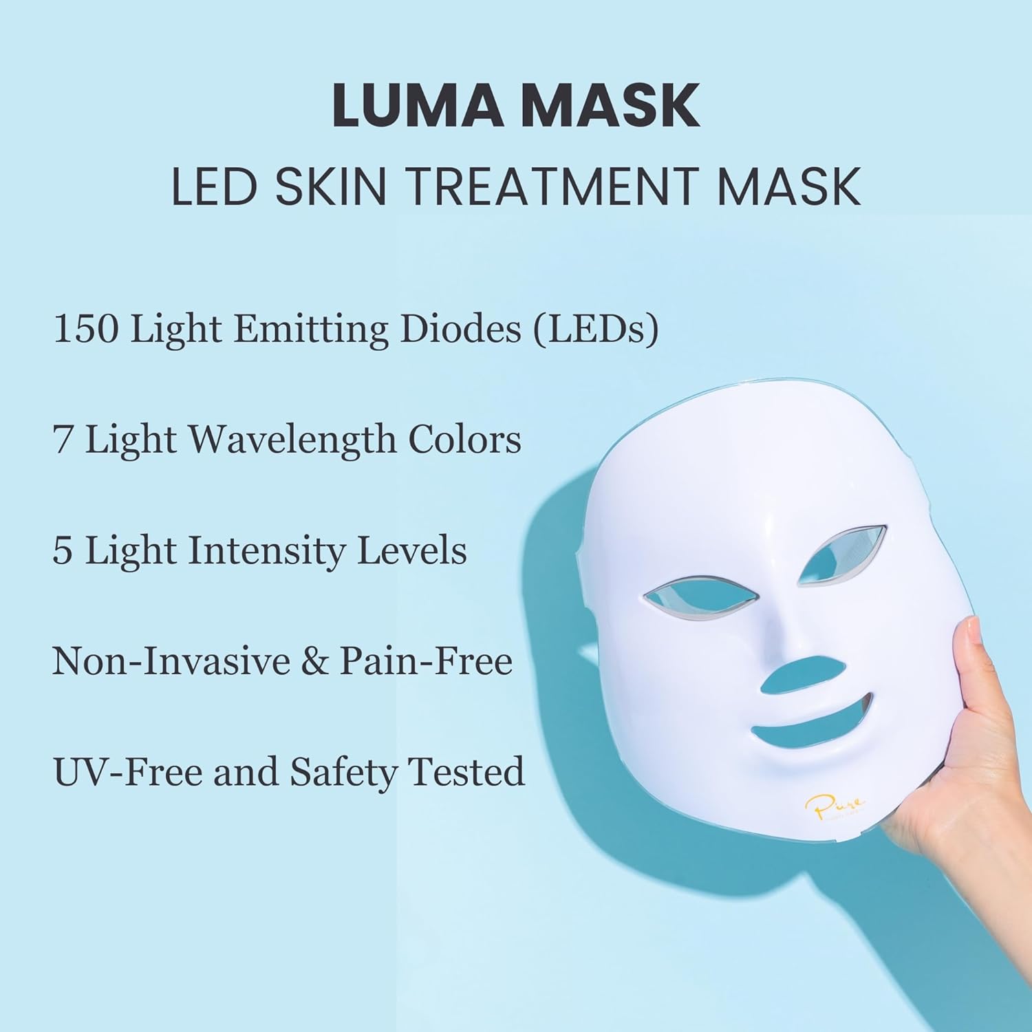 Pure Daily Care Luma Mask LED Skincare Device for the Face  7 Advanced Color Modes  5 Light Intensity Levels  All Skin Types