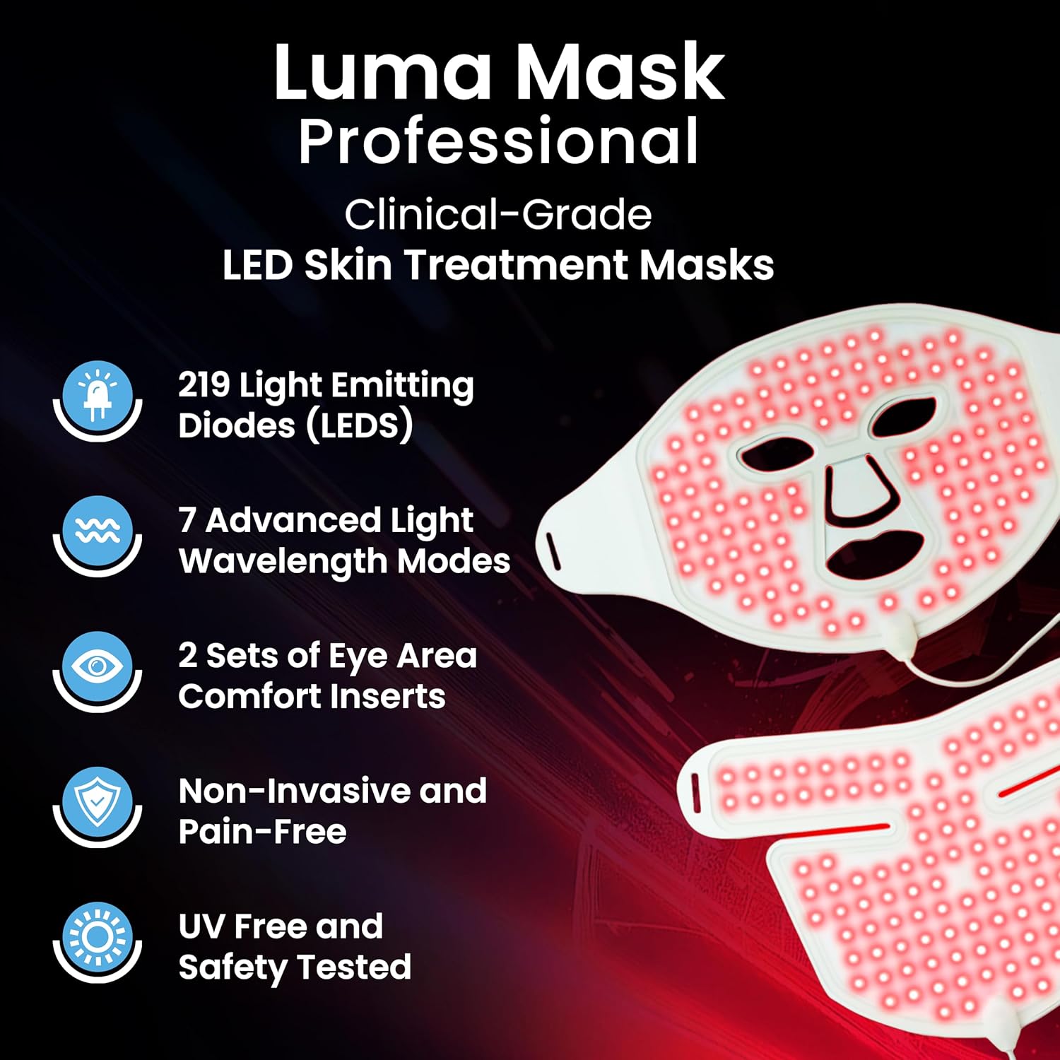Pure Daily Care Luma Mask PRO l Soft Silicone LED Masks for Face Neck ampamp Decollete l 7 Color Modes I All Skin Types