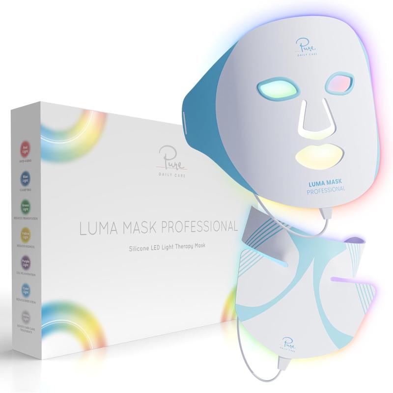 Pure Daily Care Luma Mask PRO l Soft Silicone LED Masks for Face Neck ampamp Decollete l 7 Color Modes I All Skin Types