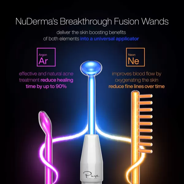 4Piece Fusion Wand Acessory Set for Nuderma Wands  NuDerma NOT Included  Neon ampamp Argon Fusion Glass applicators for Nuderma  High Frequency Upgraded Fusion Wand Set Compatible with Nuderma Systems