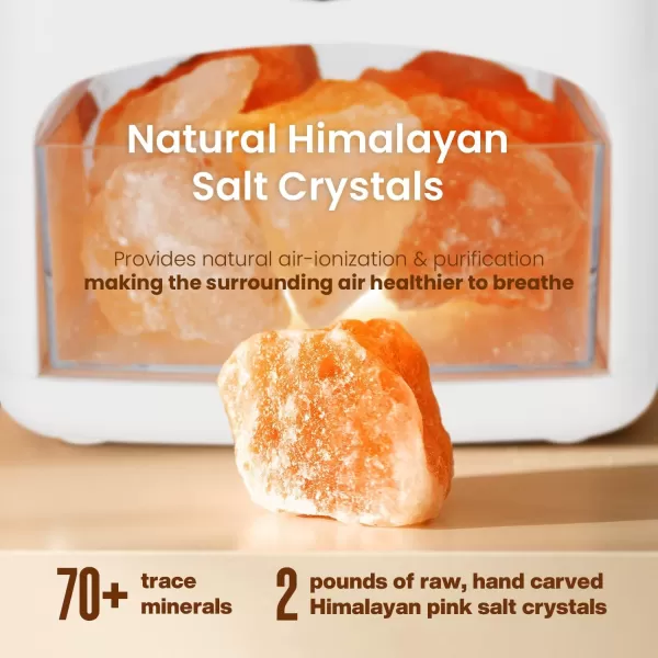 Himalayan Pink Salt Diffuser ampamp 10 Essential Oils  2in1 Therapeutic Device  Aromatherapy ampamp Ionic Himalayan Salt Therapy  400ml Ultrasonic Vaporizer and Ionizer with Ambient Glow LightWhite