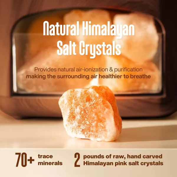 Himalayan Pink Salt Diffuser ampamp 10 Essential Oils  2in1 Therapeutic Device  Aromatherapy ampamp Ionic Himalayan Salt Therapy  400ml Ultrasonic Vaporizer and Ionizer with Ambient Glow LightDark