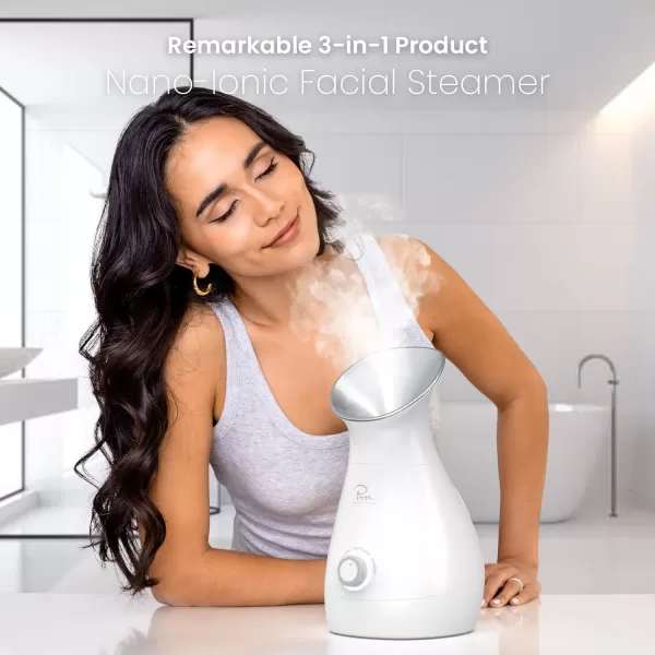 NanoSteamer Large 3in1 Nano Ionic Facial Steamer with Precise Temp Control  Humidifier  Unclogs Pores  Blackheads  Spa Quality  Bonus 5 Piece Stainless Steel Skin Kit TealSilver