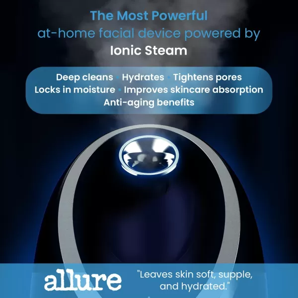 NanoSteamer Luxe by Pure Daily Care in Navy  Ionic Facial Steamer with Smart Steam Technology  6 Steam Modes  Aromatherapy Basket  Digital LCD Screen  Hot Steam ampamp Cool Mist l Extraction SetNavy