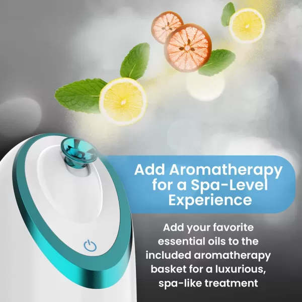 NanoSteamer Luxe by Pure Daily Care in Navy  Ionic Facial Steamer with Smart Steam Technology  6 Steam Modes  Aromatherapy Basket  Digital LCD Screen  Hot Steam ampamp Cool Mist l Extraction SetWhite