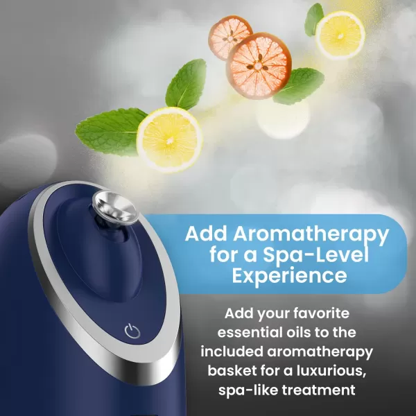 NanoSteamer Luxe by Pure Daily Care in Navy  Ionic Facial Steamer with Smart Steam Technology  6 Steam Modes  Aromatherapy Basket  Digital LCD Screen  Hot Steam ampamp Cool Mist l Extraction SetNavy