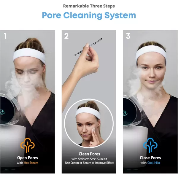 NanoSteamer PRO Professional 4in1 Nano Ionic Facial Steamer for Spas  30 Min Steam Time  Humidifier  Unclogs Pores  Blackheads  Spa Quality  5 Piece Stainless Steel Skin Kit Included