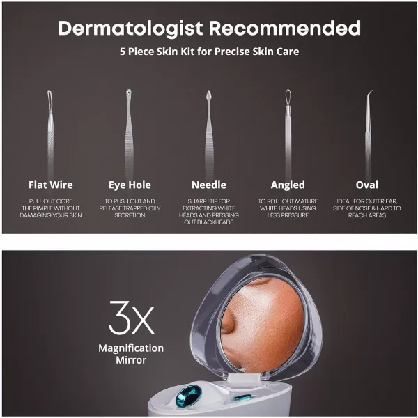NanoSteamer PRO Professional 4in1 Nano Ionic Facial Steamer for Spas  30 Min Steam Time  Humidifier  Unclogs Pores  Blackheads  Spa Quality  5 Piece Stainless Steel Skin Kit Included