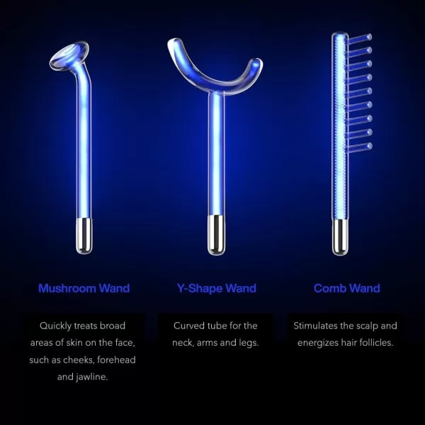 NuDerma Clinical Skin Therapy Wand  Portable Skin Therapy Machine w 6 Fusion Neon  Argon Wands  Anti Aging  Clarifying  Skin Tightening ampamp Radiance  Wrinkle Reducing
