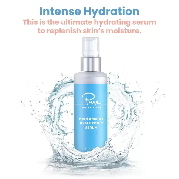 Pure Daily Care High Energy Hyaluronic Serum 1oz  Hydrating Clinical Grade Hyaluronic Acid Serum4 Fl Oz Pack of 1