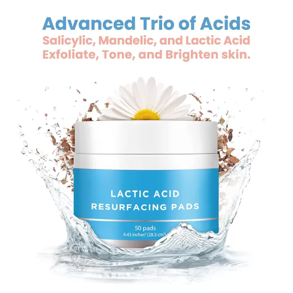 Pure Daily Care Lactic Acid Resurfacing Pads  Exfoliating Advanced Acid  Salicylic Lactic Mandelic Acid