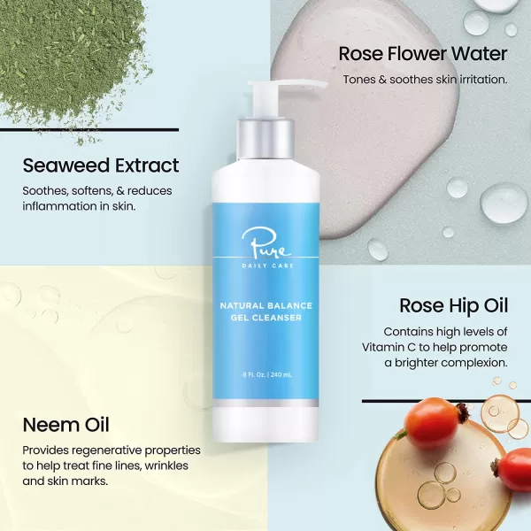 Pure Daily Care Natural Balance Gel Cleanser 8 Oz  Gentle Refreshing ClinicalGrade Clean Beauty Daily Cleanser8 Ounce Pack of 1