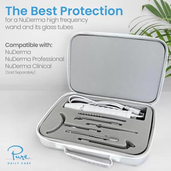 Pure Daily Care NuDerma Official Carrying Case for High Frequency Wand  Holds All Attachments  Portable for Travel  Compatible with All Nuderma Models  Padded Storage and Travel Case