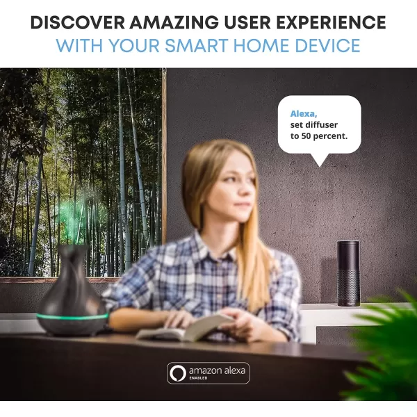 Smart WiFi Wireless Essential Oil Aromatherapy 400ml Ultrasonic Diffuser ampamp Humidifier with Alexa ampamp Google Home Phone App ampamp Voice Control  Create Schedules  LED ampamp Timer Settings Dark BrownDark Brown