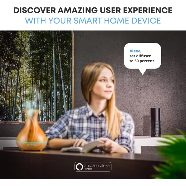 Smart WiFi Wireless Essential Oil Aromatherapy 400ml Ultrasonic Diffuser ampamp Humidifier with Alexa ampamp Google Home Phone App ampamp Voice Control  Create Schedules  LED ampamp Timer Settings Dark BrownLight Brown