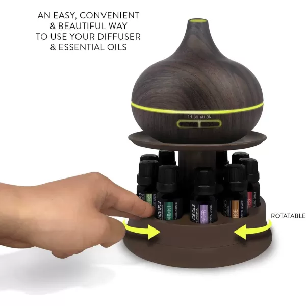 Ultimate Aromatherapy Diffuser ampamp Essential Oil Set  Ultrasonic Diffuser ampamp Top 10 Essential Oils  300ml Diffuser with 4 Timer ampamp 7 Ambient Light Settings  Therapeutic Grade Essential Oils Dark OakOak Wood With Stand