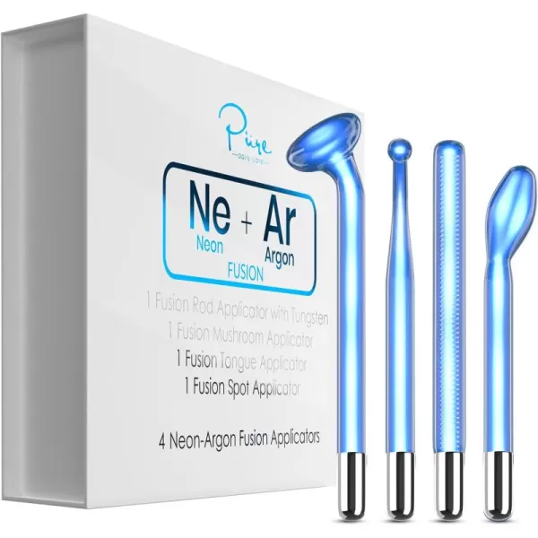 4Piece Fusion Wand Acessory Set for Nuderma Wands  NuDerma NOT Included  Neon ampamp Argon Fusion Glass applicators for Nuderma  High Frequency Upgraded Fusion Wand Set Compatible with Nuderma Systems