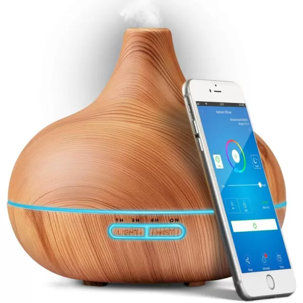 Smart WiFi Wireless Essential Oil Aromatherapy 400ml Ultrasonic Diffuser ampamp Humidifier with Alexa ampamp Google Home Phone App ampamp Voice Control  Create Schedules  LED ampamp Timer SettingsLight