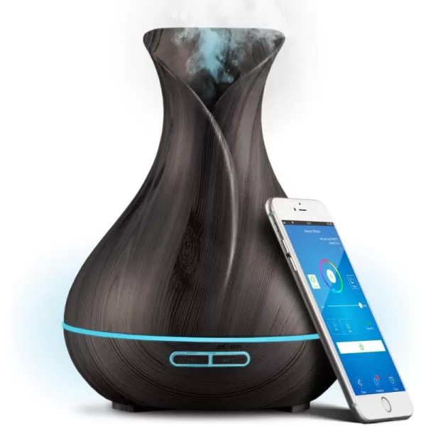 Smart WiFi Wireless Essential Oil Aromatherapy 400ml Ultrasonic Diffuser ampamp Humidifier with Alexa ampamp Google Home Phone App ampamp Voice Control  Create Schedules  LED ampamp Timer Settings Dark BrownDark Brown
