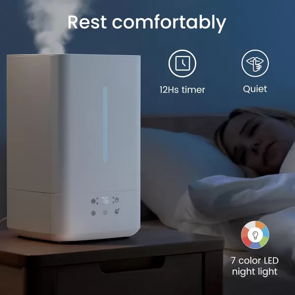 Ultrasonic Warm and Cool Mist Humidifier  Whisper Quiet 5L Top Fill Vaporizer for Baby and Childrens Bedroom Large Rooms Essential Oil Diffuser with AutoOff