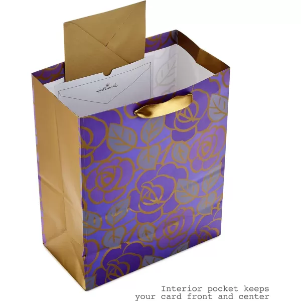 Hallmark 13quot Large Gift Bag with Tissue Paper Purple Flowers Gold Accents for Birthdays Mothers Day Bridal Showers Weddings Retirements Anniversaries Engagements Any OccasionLarge Purple Flowers