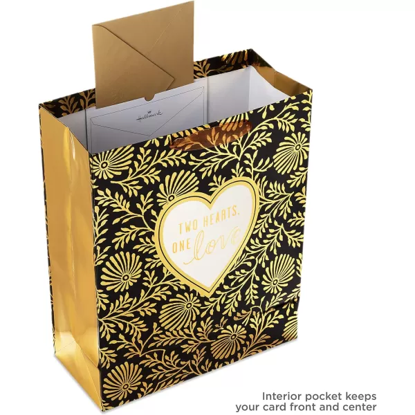 Hallmark 15quot Extra Large Gift Bag with Tissue Paper Two Hearts One Love Black and Gold for Weddings Anniversaries Engagements and MoreGold  Black