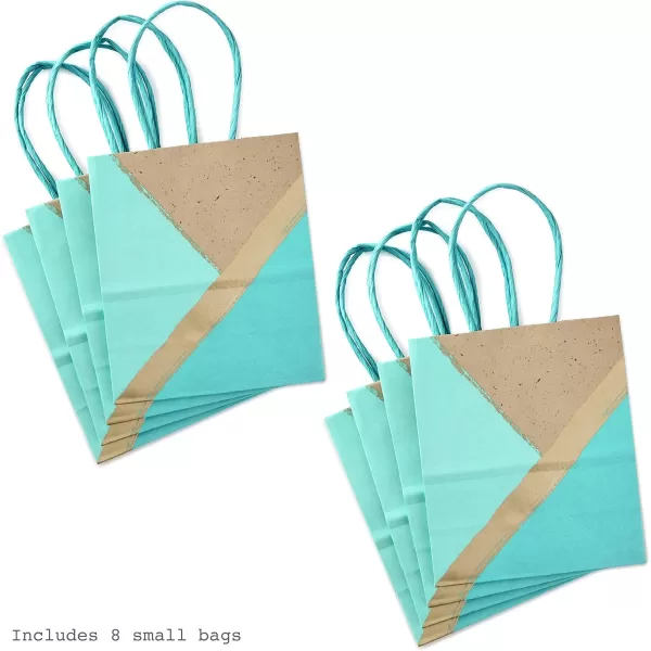 Hallmark 6quot Small Paper Gift Bags Pack of 8  Kraft Turquoise ampamp Mint for Easter Birthdays Weddings Mothers Day Baby Showers Bridal Showers Care Packages Any Occasion