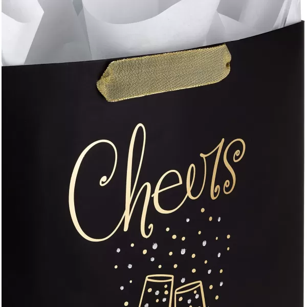 Hallmark All Occasion Gift Bags Assortment with Tissue Paper  Black and Gold Pack of 3 2 Large 13quot and 1 Medium 9quot for Anniversaries Weddings Birthdays Holidays and MoreBlack  Gold