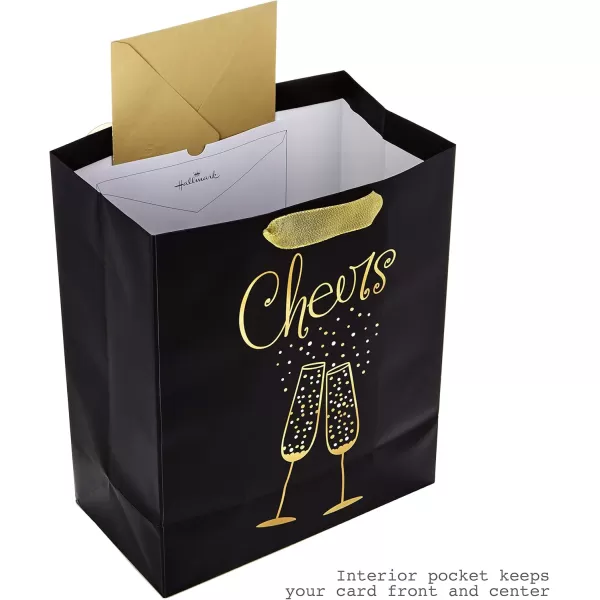 Hallmark All Occasion Gift Bags Assortment with Tissue Paper  Black and Gold Pack of 3 2 Large 13quot and 1 Medium 9quot for Anniversaries Weddings Birthdays Holidays and MoreBlack  Gold