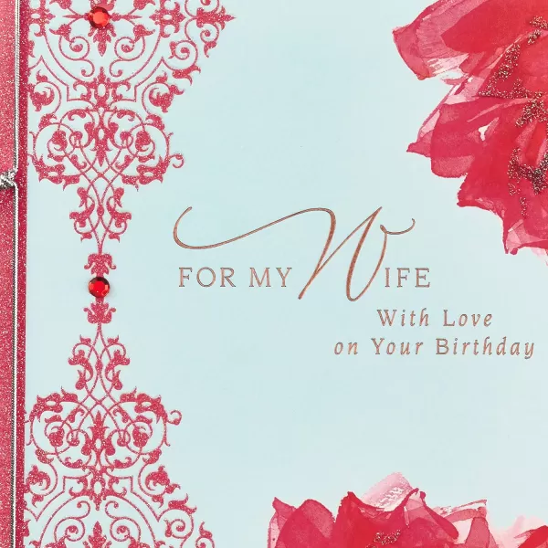 Hallmark Birthday Card or Anniversary Card for Wife In Love and LuckyRed  Blue