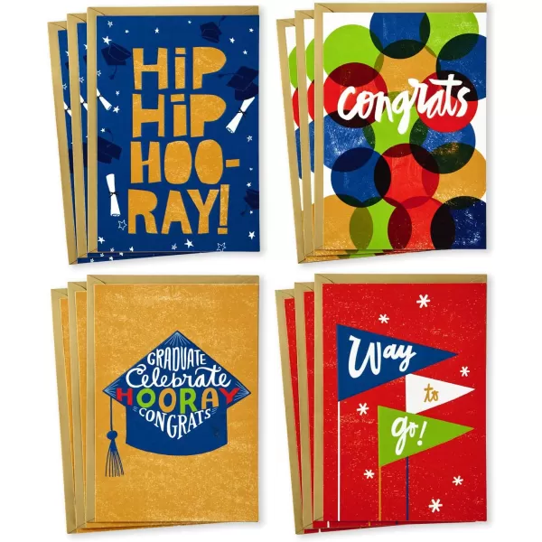 Hallmark Graduation Cards Assortment Black and Gold Congratulations Grad 12 Cards and Envelopes 4 DesignsCards  Graduation Card Assortment