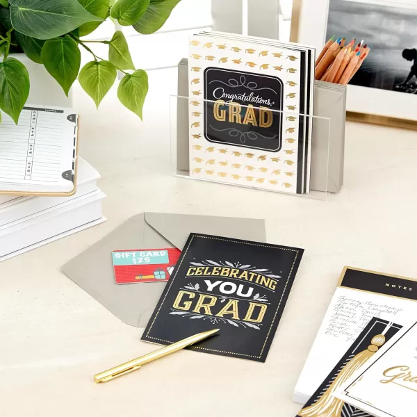 Hallmark Graduation Cards Assortment Black and Gold Congratulations Grad 12 Cards and Envelopes 4 DesignsCongratulations Grad