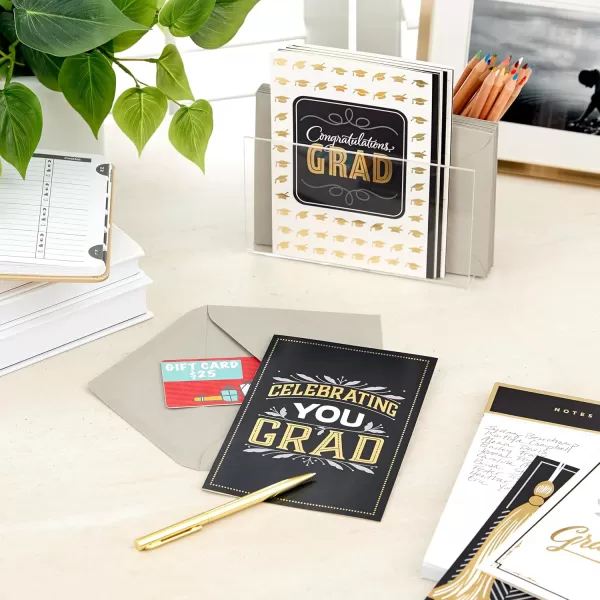 Hallmark Graduation Cards Assortment Black and Gold Congratulations Grad 12 Cards and Envelopes 4 DesignsCongratulations Grad  card  599GGJ6272