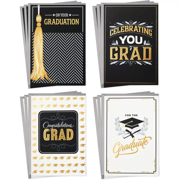 Hallmark Graduation Cards Assortment Black and Gold Congratulations Grad 12 Cards and Envelopes 4 DesignsCongratulations Grad  card  599GGJ6272