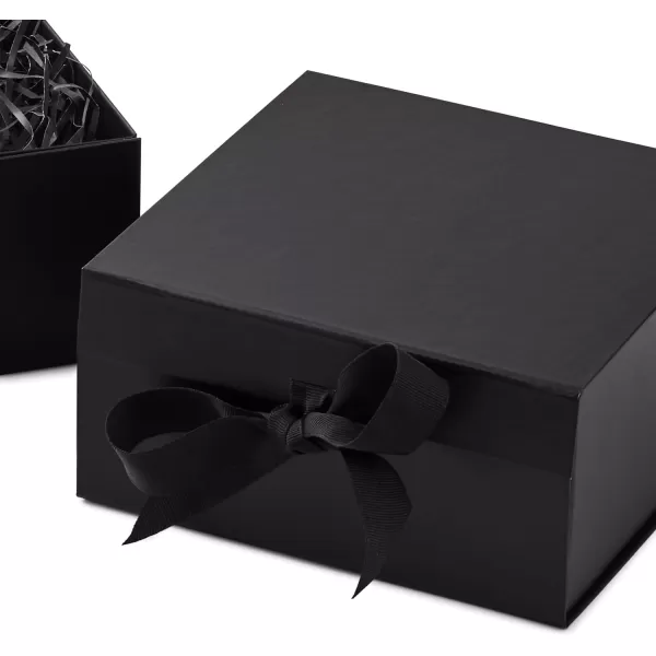 Hallmark Medium Gift Box with Lid and Shredded Paper Fill Black 7 inch Box for Weddings Graduations Birthdays Fathers Day Groomsmen Gifts All OccasionSolid Black