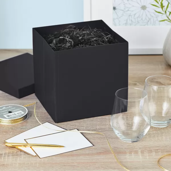 Hallmark Medium Gift Box with Lid and Shredded Paper Fill Black 7 inch Box for Weddings Graduations Birthdays Fathers Day Groomsmen Gifts All OccasionBlack