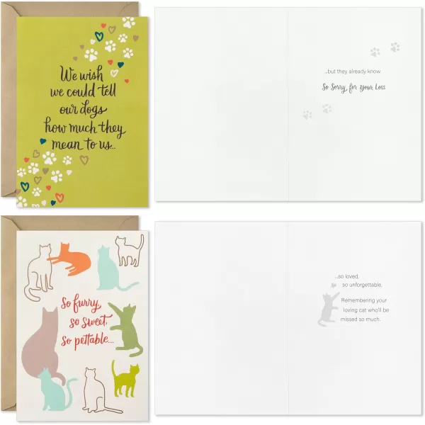 Hallmark Pet Sympathy Card Assortment 16 Cards with Envelopes 4 Designs Dogs Cats Fur Babies