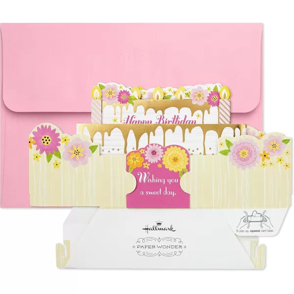 Hallmark Signature Pop Up Mothers Day Card or Birthday Card for Women Her Wife ButterflyPop Up  Pink and Gold Birthday Cake