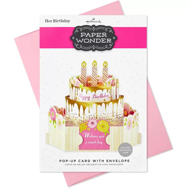 Hallmark Signature Pop Up Mothers Day Card or Birthday Card for Women Her Wife ButterflyPop Up  Pink and Gold Birthday Cake