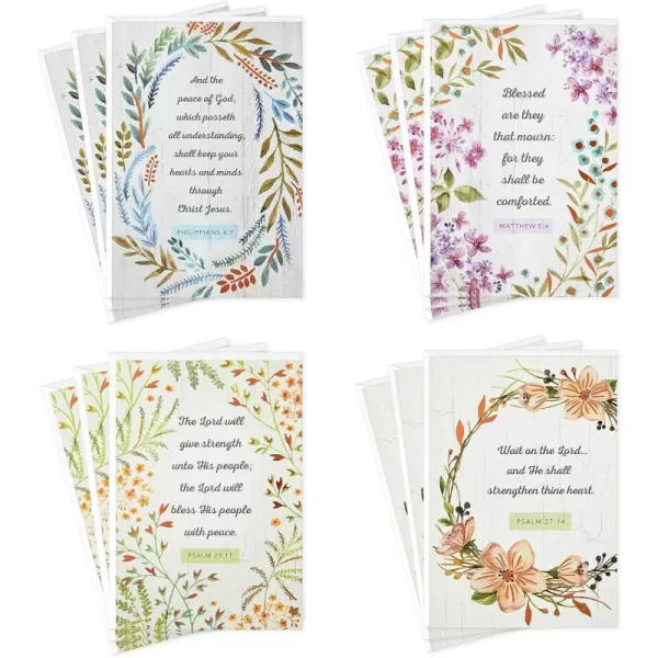 DaySpring Assorted Religious Sympathy Cards Floral Wreaths 12 Cards with EnvelopesFloral Wreaths