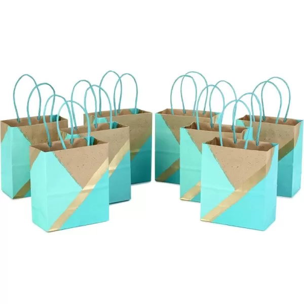 Hallmark 6quot Small Paper Gift Bags Pack of 8  Kraft Turquoise ampamp Mint for Easter Birthdays Weddings Mothers Day Baby Showers Bridal Showers Care Packages Any Occasion