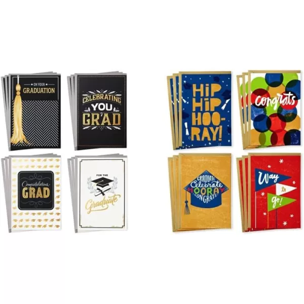 Hallmark Graduation Cards Assortment Black and Gold Congratulations Grad 12 Cards and Envelopes 4 DesignsCards  Graduation Card Assortment