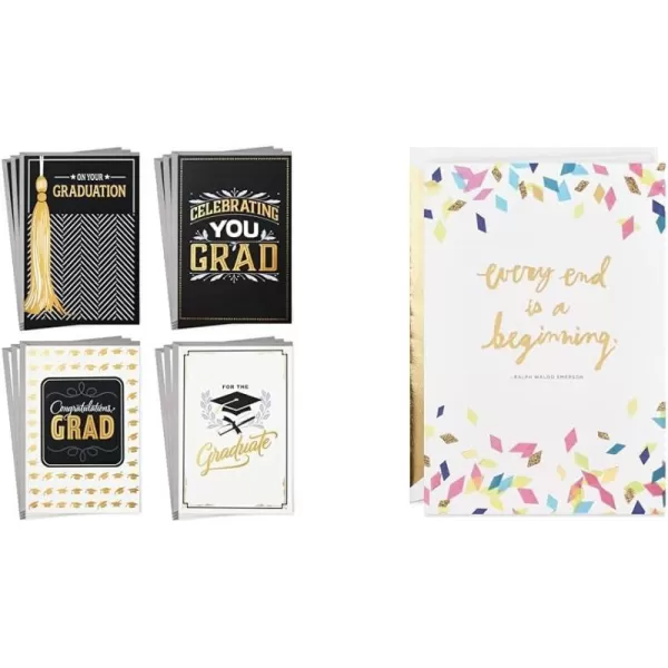 Hallmark Graduation Cards Assortment Black and Gold Congratulations Grad 12 Cards and Envelopes 4 DesignsCongratulations Grad  card  599GGJ6272