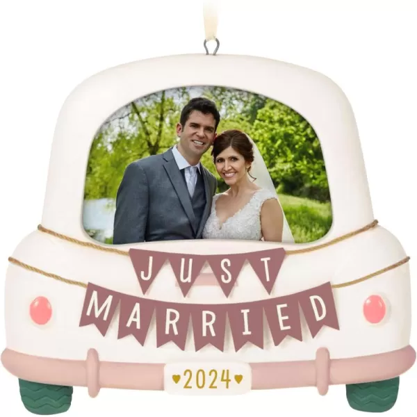 Hallmark Keepsake Christmas Ornament 2024 Tiers of Joy Wedding Cake Porcelain Gift for CoupleJust Married Photo Frame