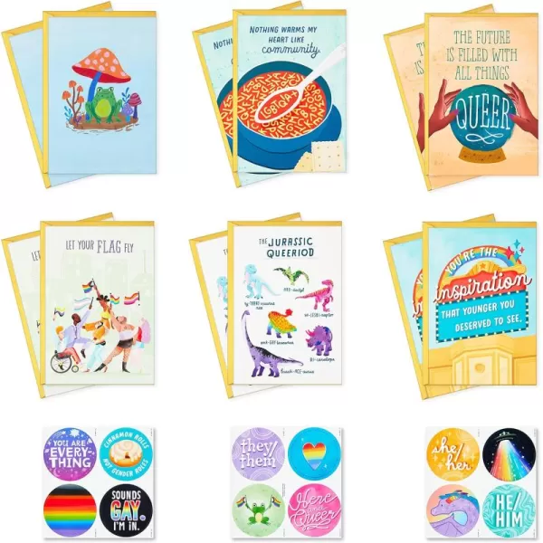 Hallmark LGBTQ Cards Assortment 12 Cards with Envelopes  Stickers Pride Cards Encouragement Cards Friendship Cards