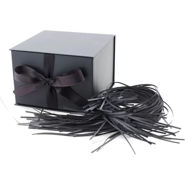 Hallmark Medium Gift Box with Lid and Shredded Paper Fill Gray 7 inch Box for Weddings Graduations Birthdays Fathers Day Groomsmen Gifts All OccasionCoal