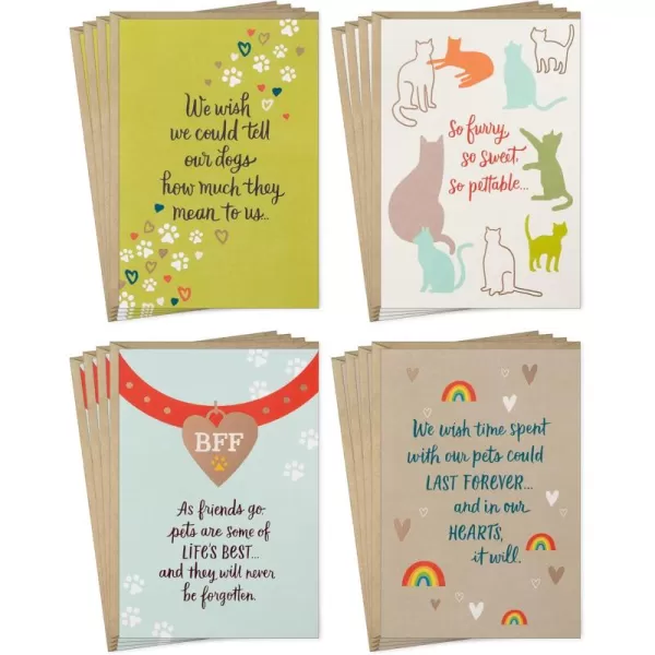 Hallmark Pet Sympathy Card Assortment 16 Cards with Envelopes 4 Designs Dogs Cats Fur Babies